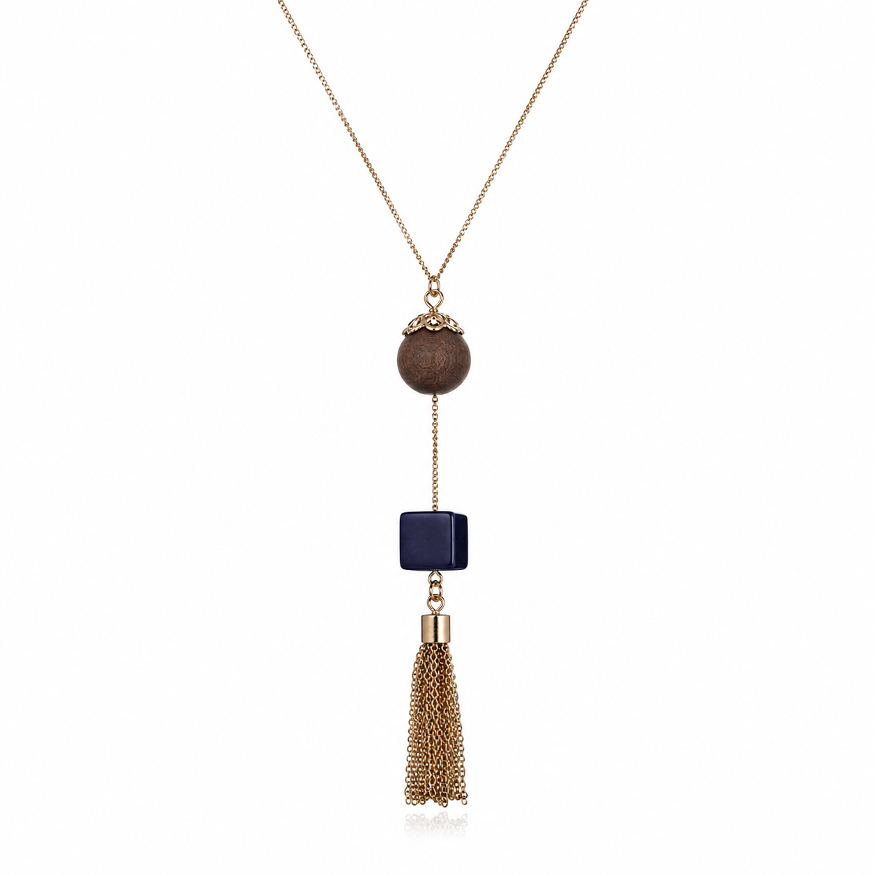 Stone & Tassel Long Necklace