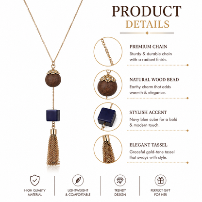 Stone & Tassel Long Necklace