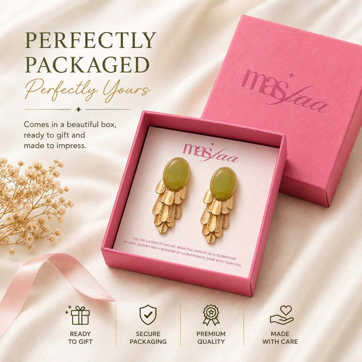 Green Gem Petal Earrings