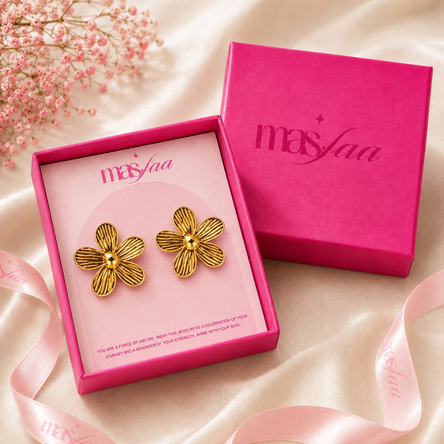 Stylish gold floral earrings for women daily wear and party look with box 
