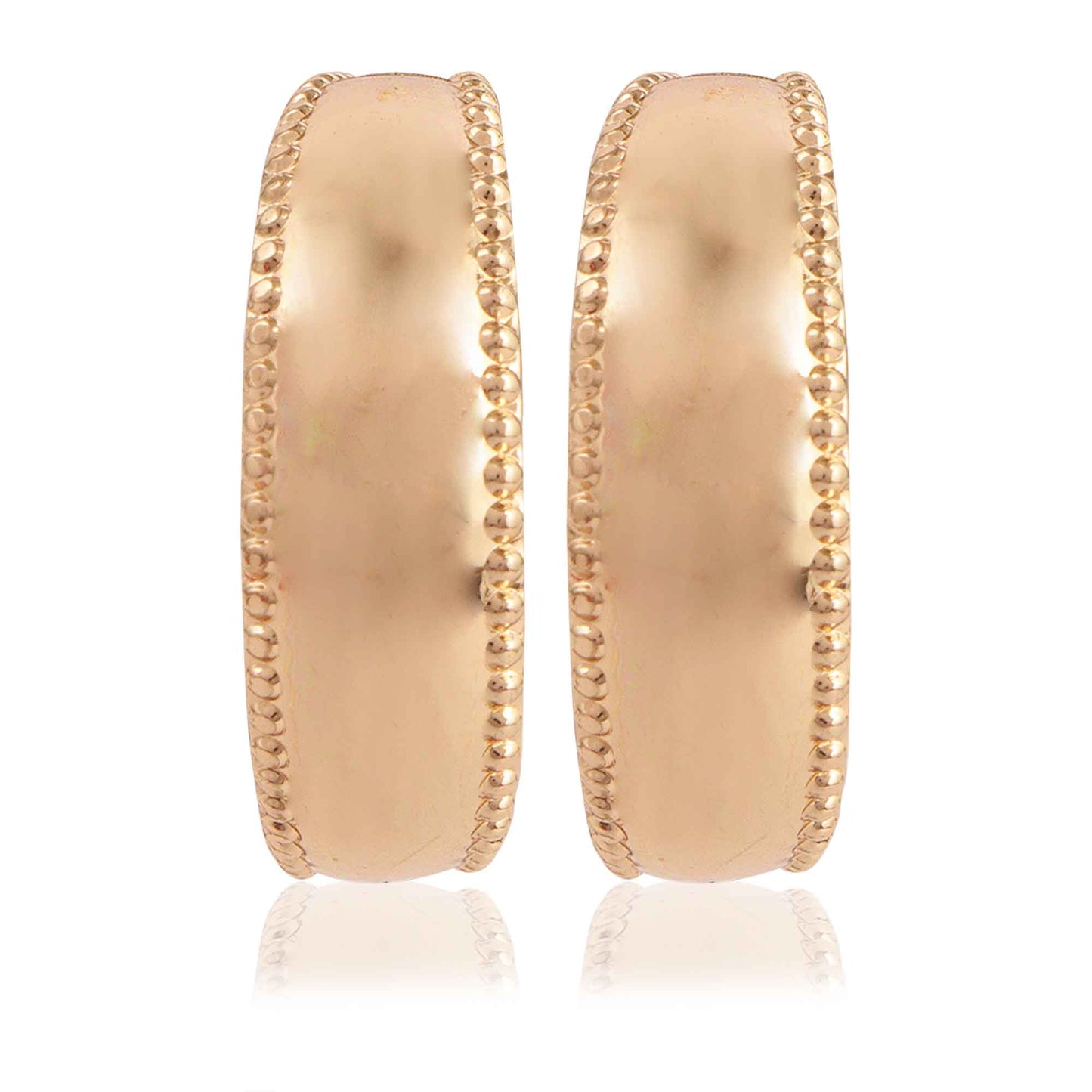 Dainty Beaded Edge Gold Huggie Hoops