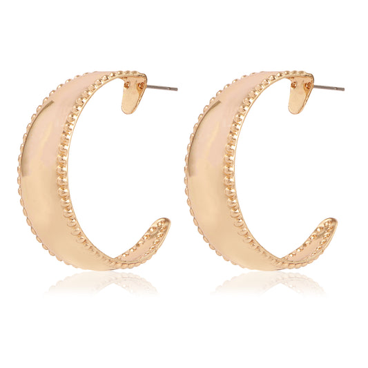 Dainty Beaded Edge Gold Huggie Hoops