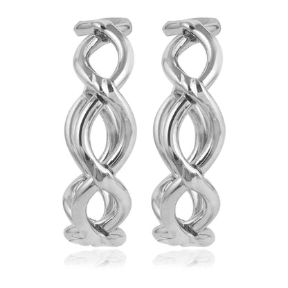 Intertwined Helix Silver Hoop Earrings