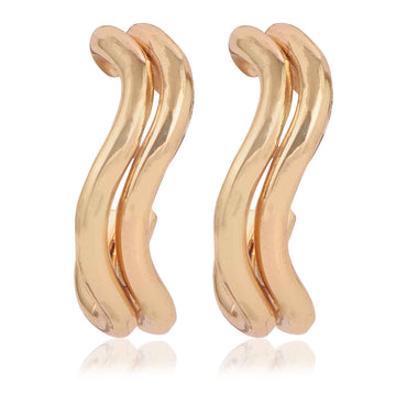 Ethereal S-Wave Gold Statement Hoops
