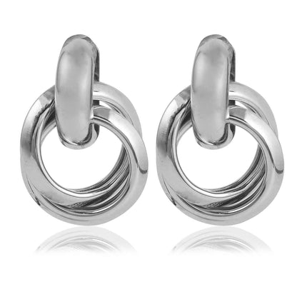 Entwined Link Silver Drop Earrings