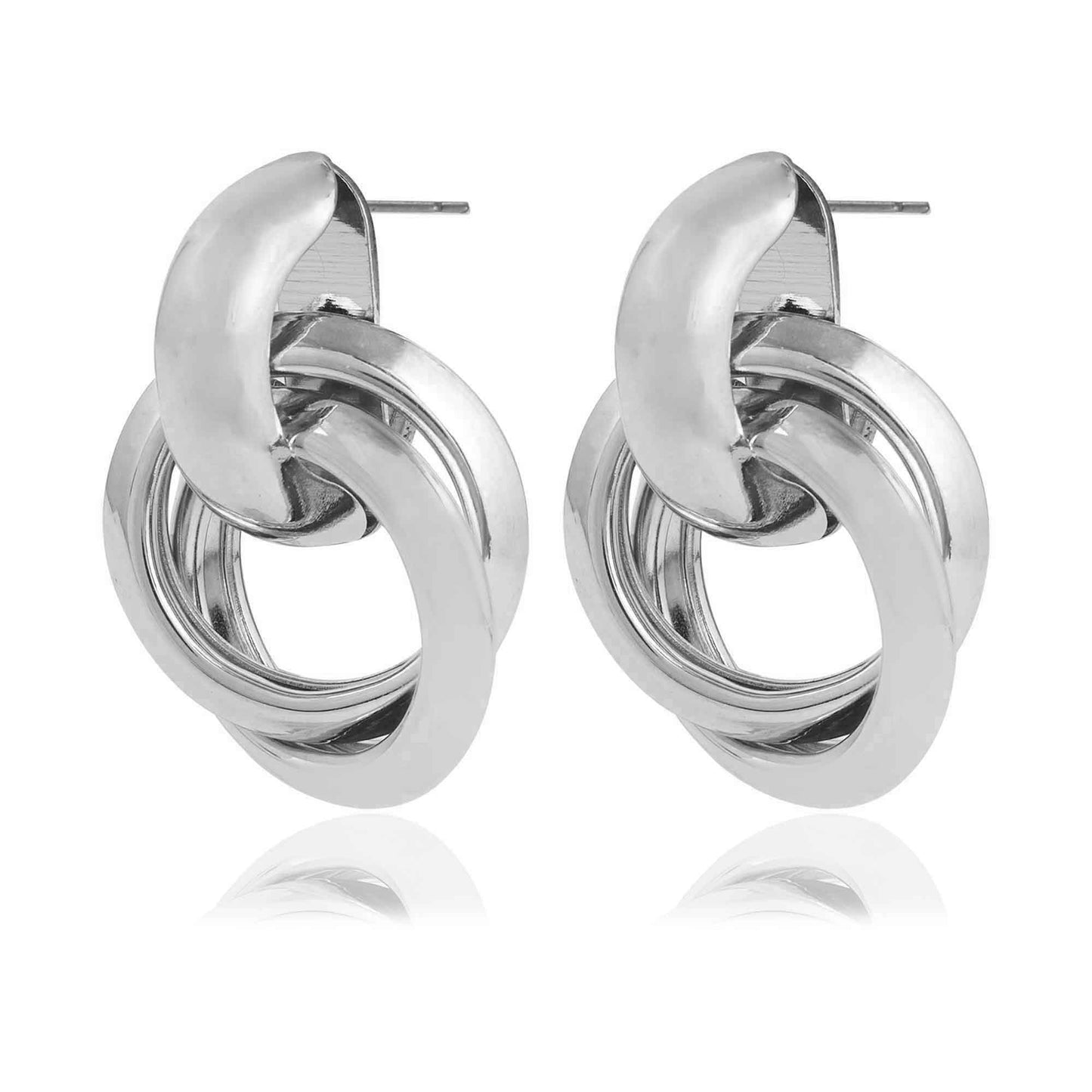 Entwined Link Silver Drop Earrings