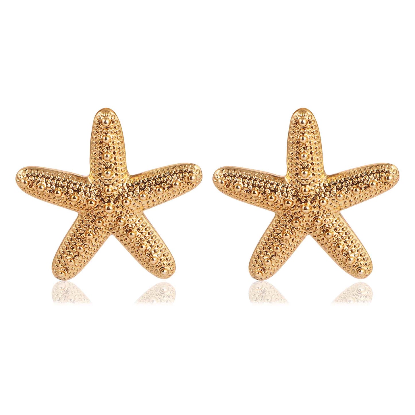 Textured Starfish Gold Stud Earrings