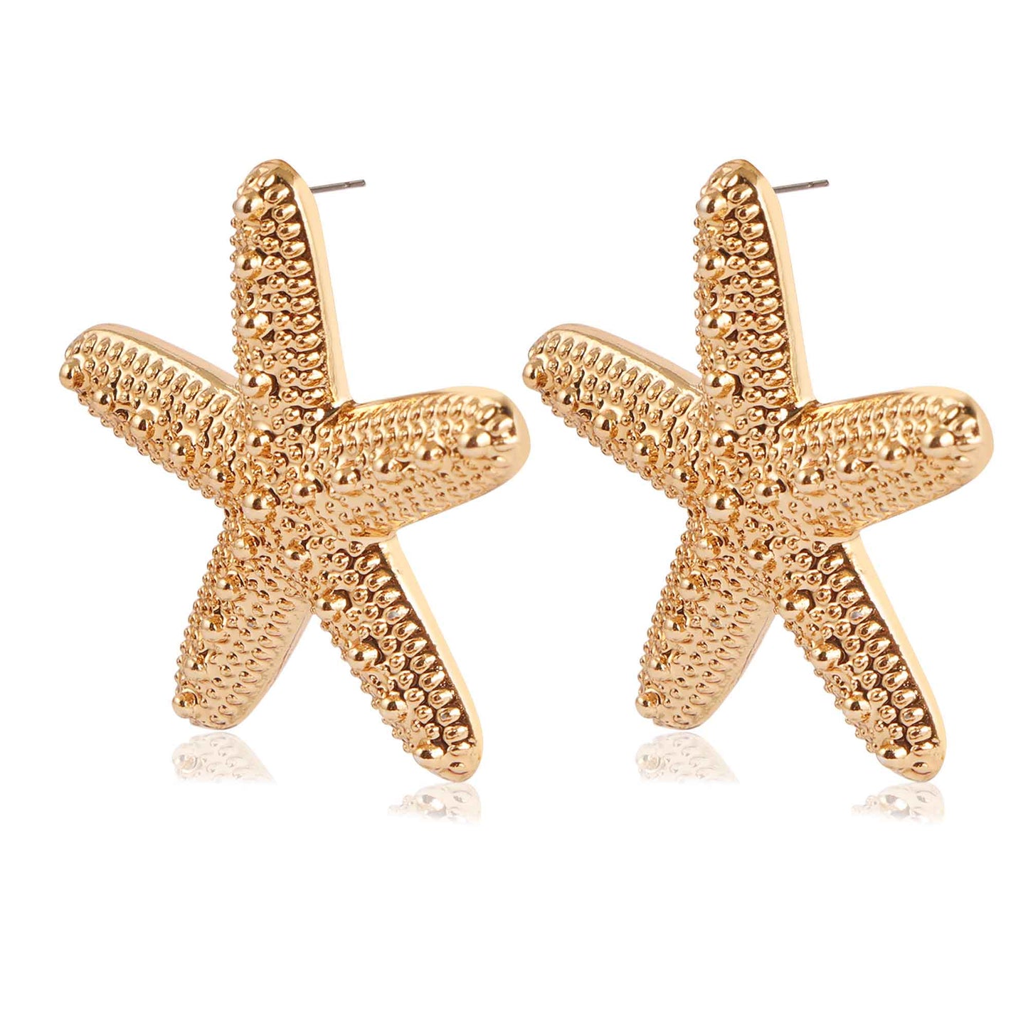 Textured Starfish Gold Stud Earrings