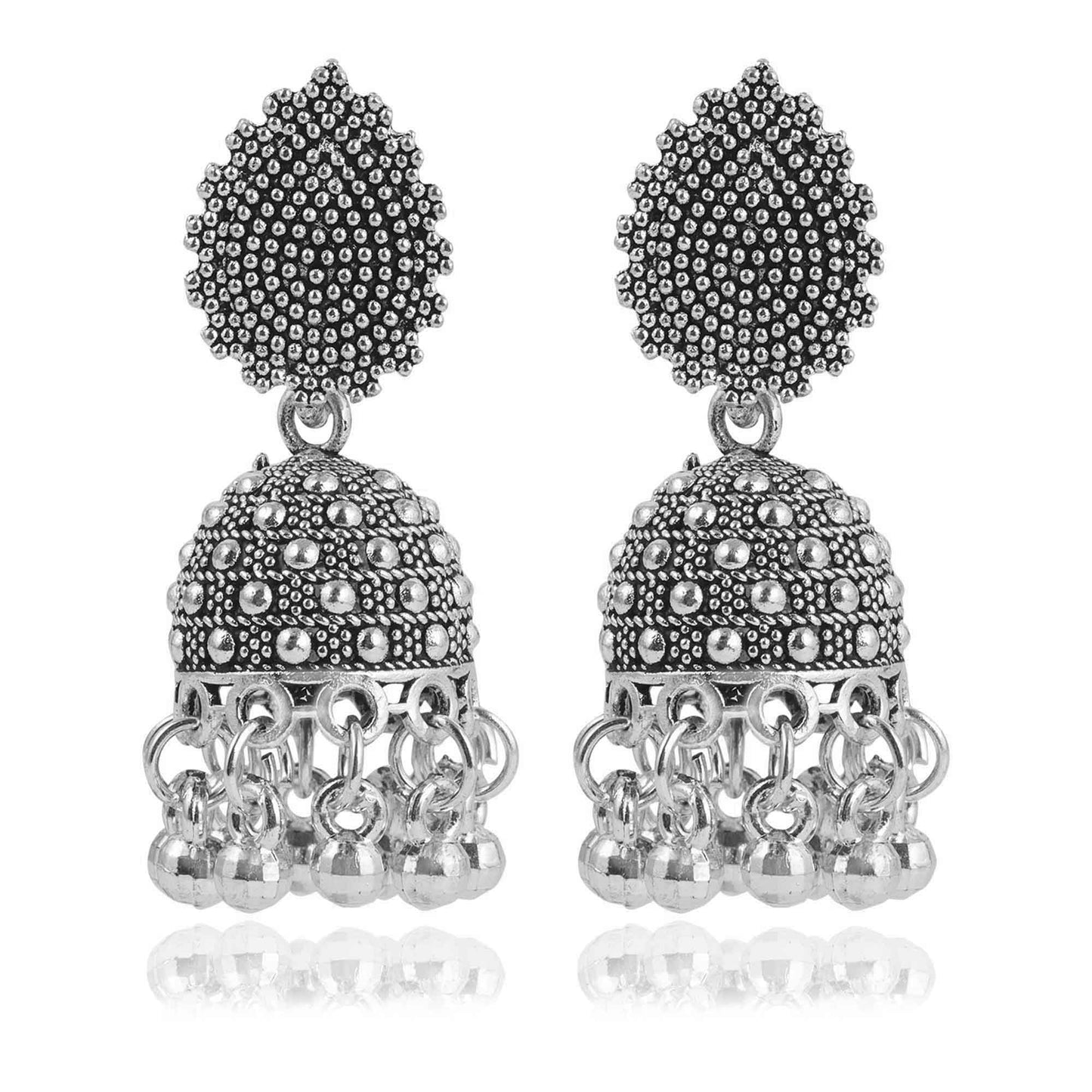 Heritage Oxidized Silver Jhumka Earrings