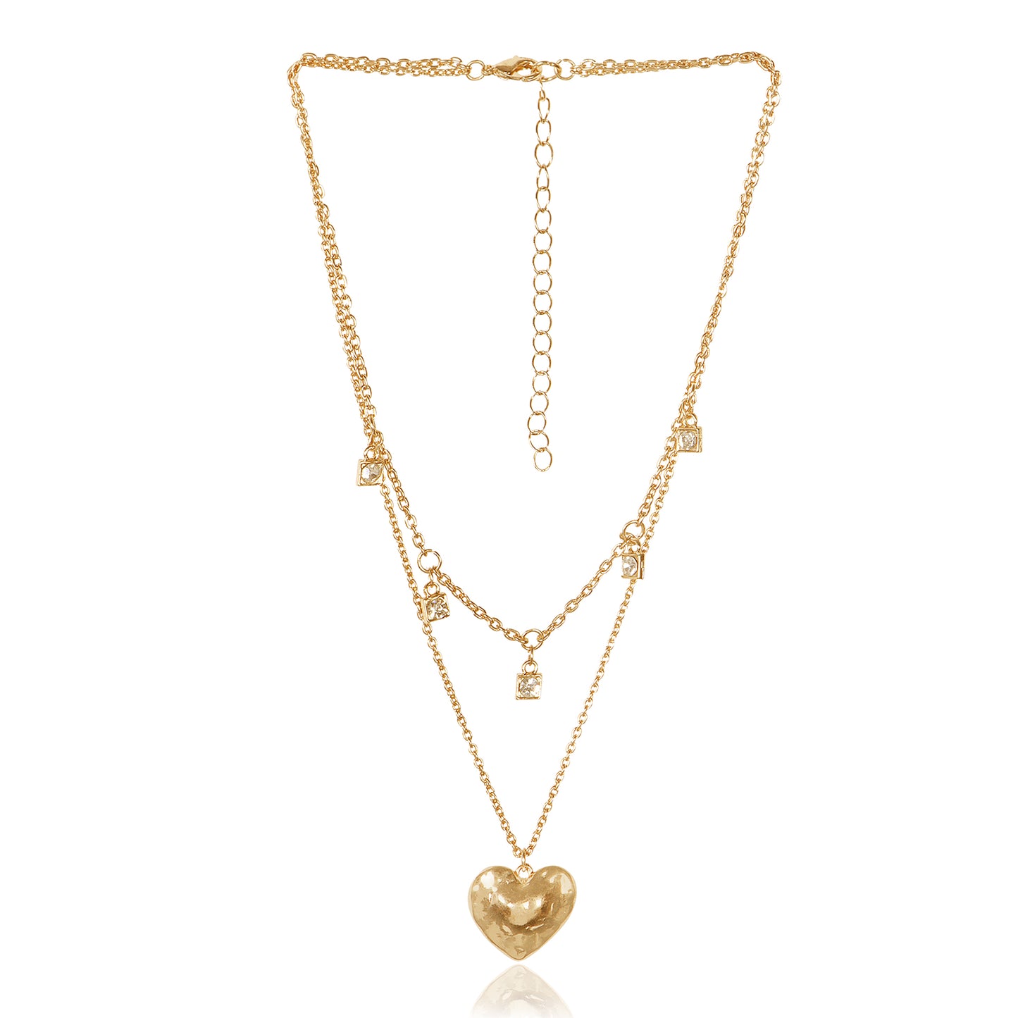 Golden Heart Charm Layered Necklace