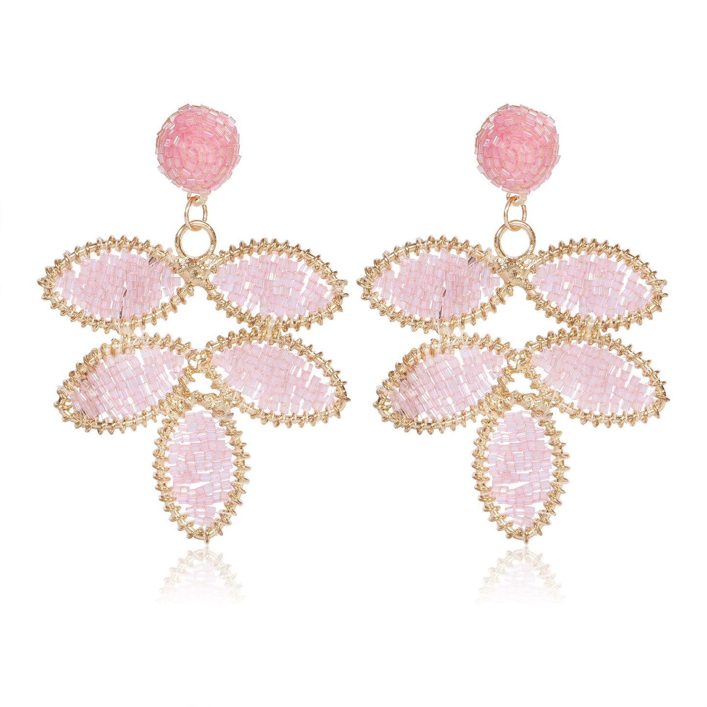 Handcrafted Beaded Leaf Earrings