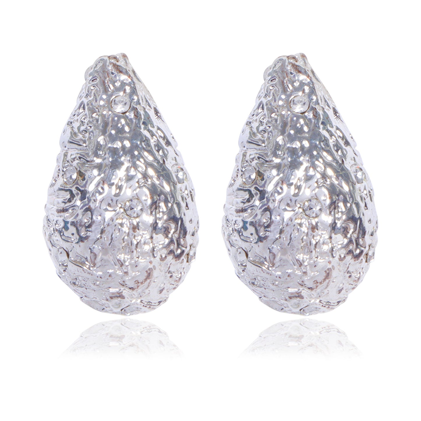 Silver Textured Drop Earrings