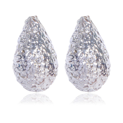 Silver Textured Drop Earrings