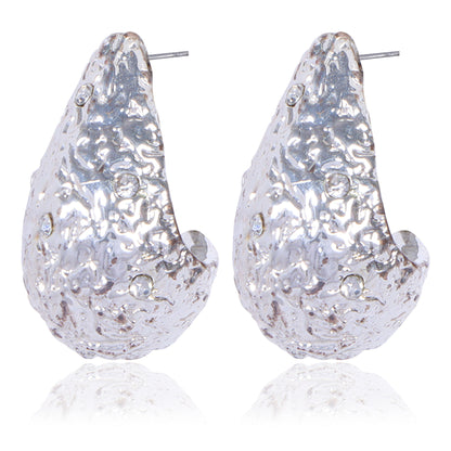 Silver Textured Drop Earrings