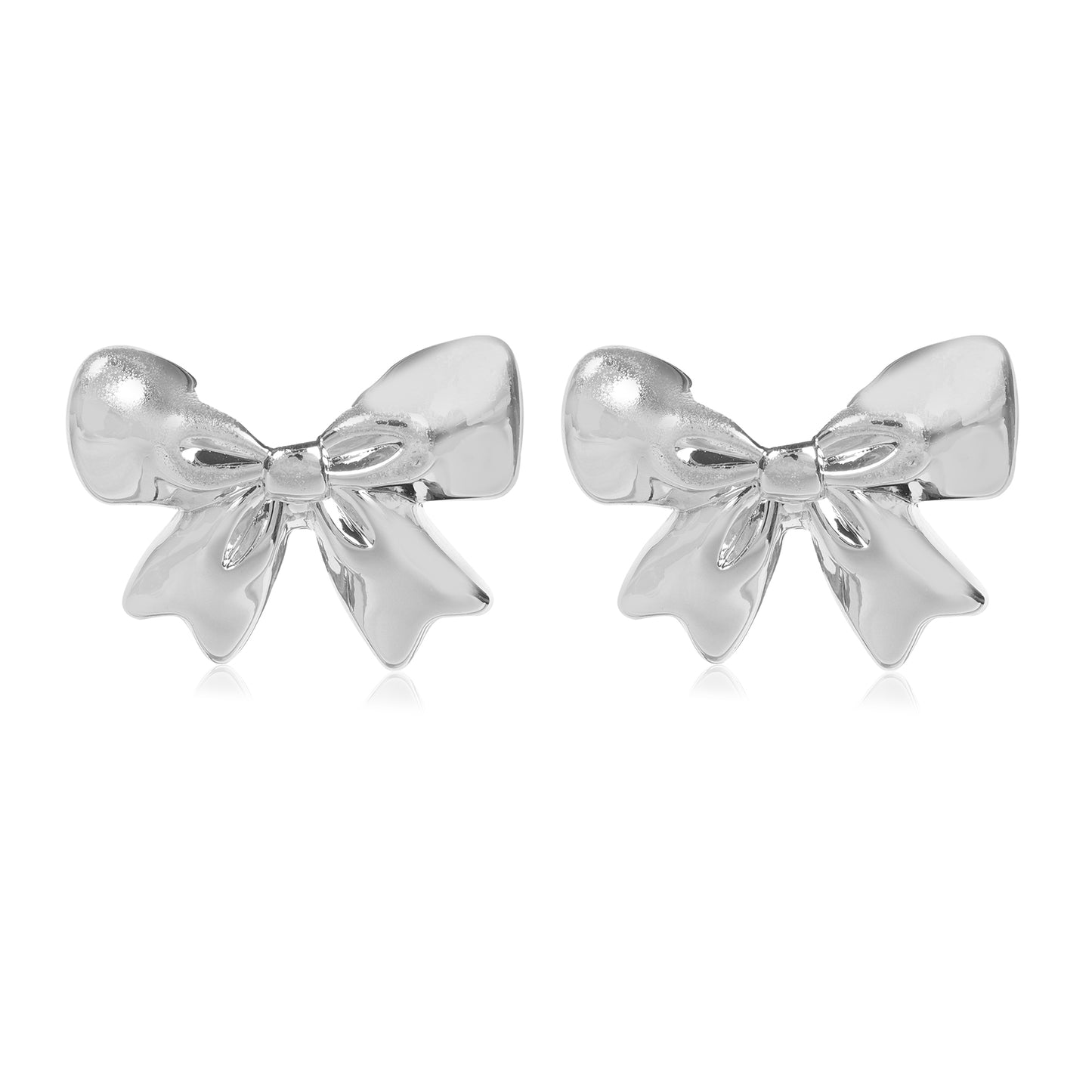 Silver Bow Stud Earrings