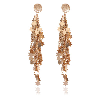 Starlit Cascade Gold Drop Earrings