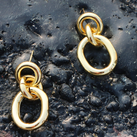 Glossy Chain Oval Earrings