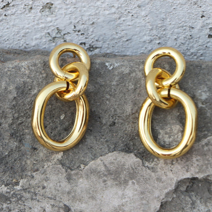 Glossy Chain Oval Earrings