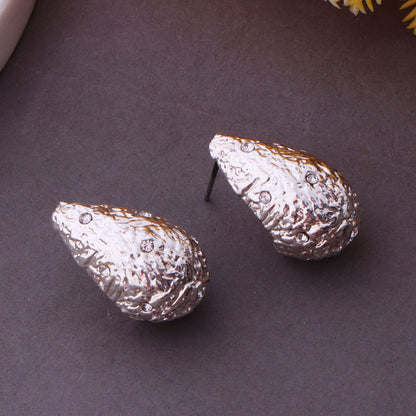 Silver Textured Drop Earrings