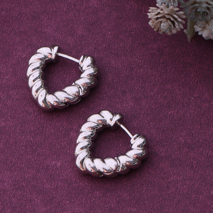 Glossy Rope Heart Hoops