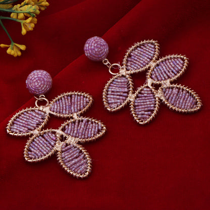 Handcrafted Beaded Leaf Earrings