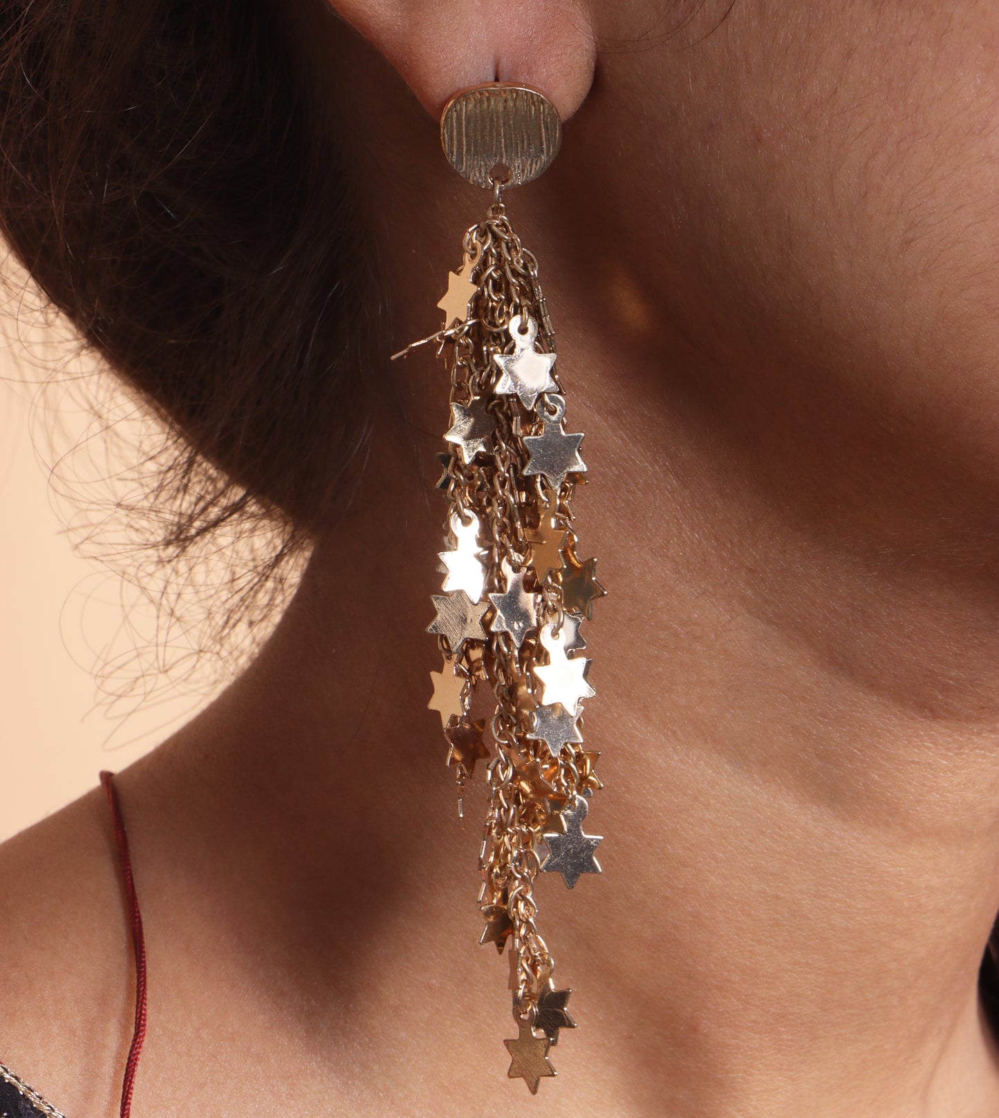 Starlit Cascade Gold Drop Earrings