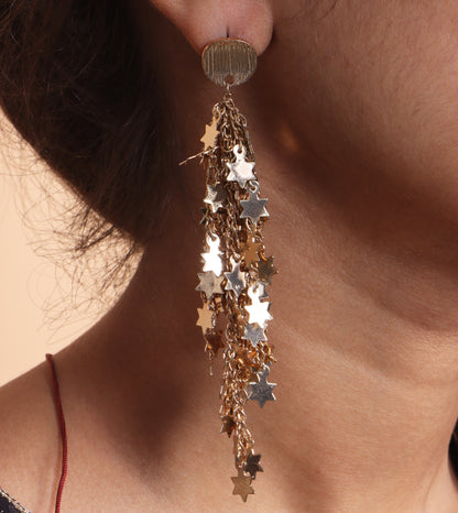 Starlit Cascade Gold Drop Earrings