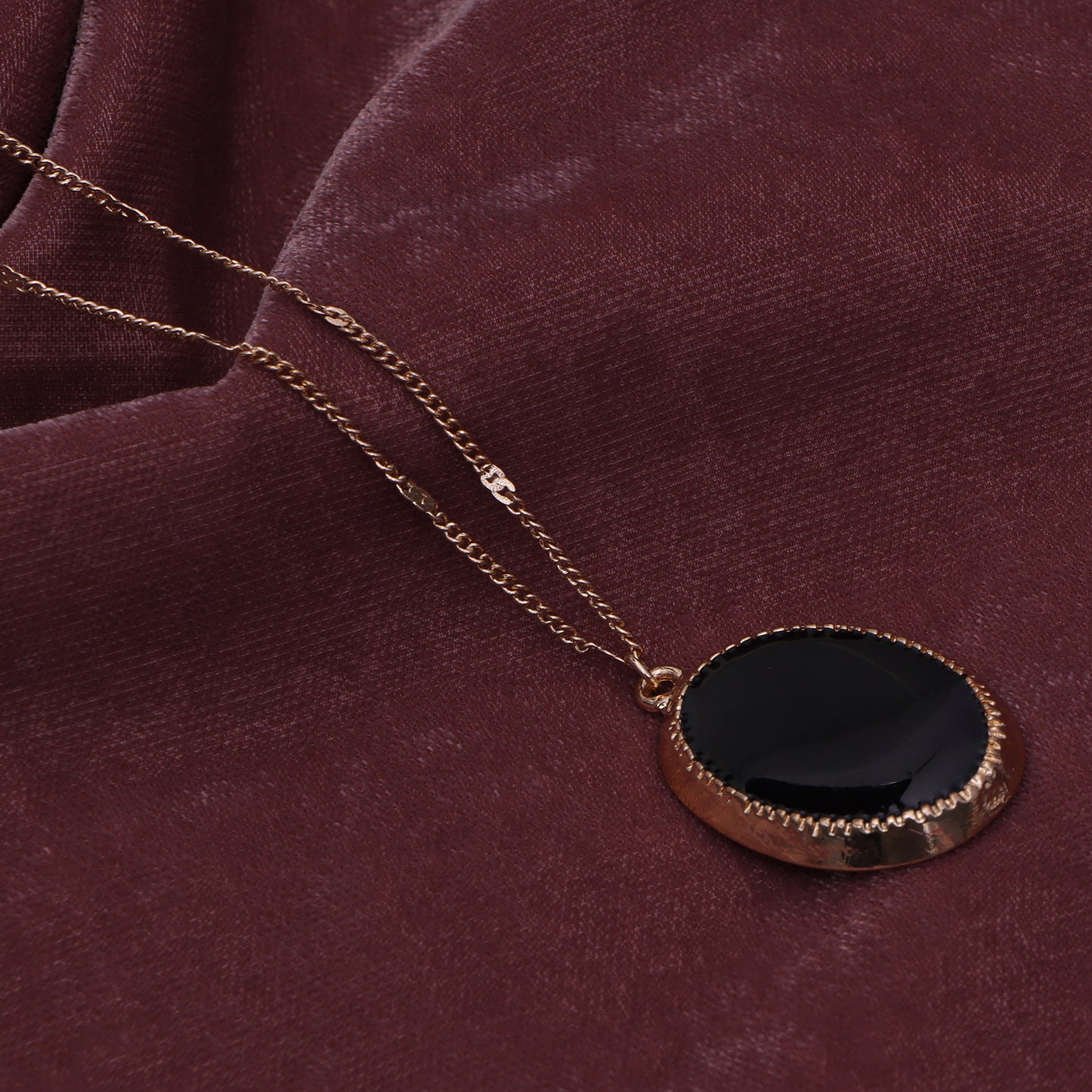 Black Stone Pendant Necklace