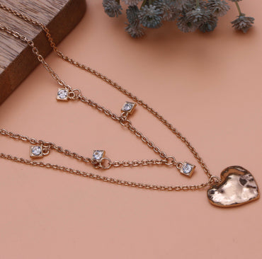 Golden Heart Charm Layered Necklace