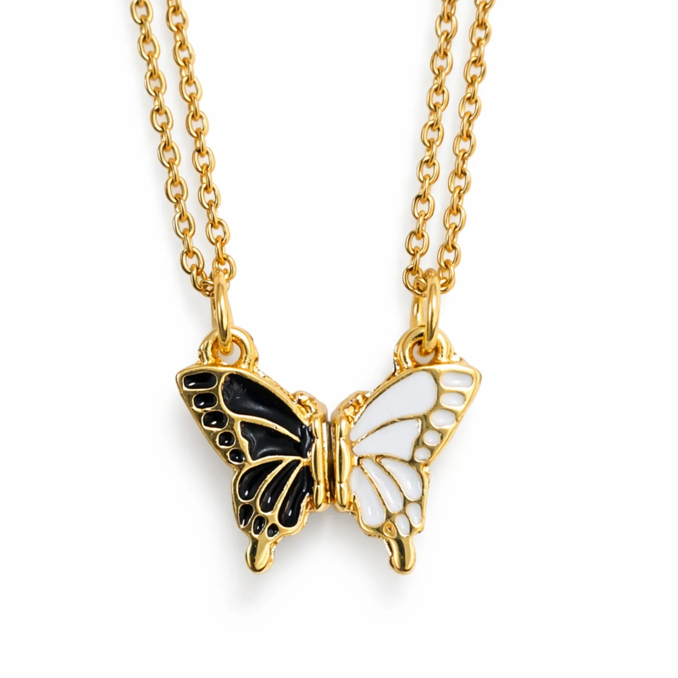 Gold Butterfly Couple Necklace