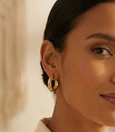 Golden Wave Hoop Earrings