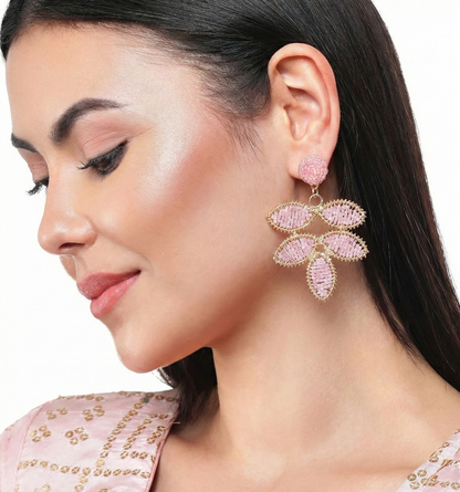 Handcrafted Beaded Leaf Earrings