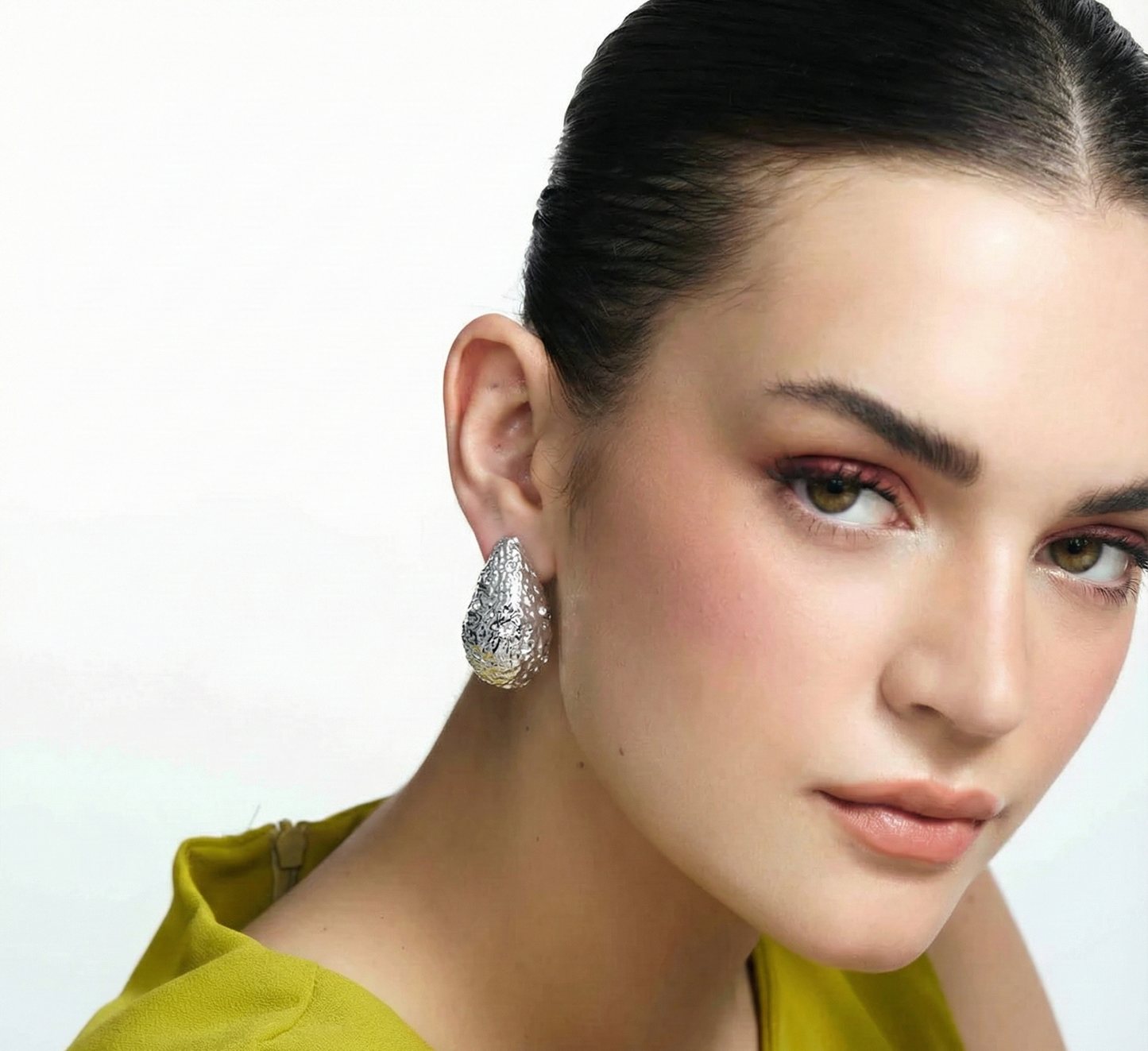 Silver Textured Drop Earrings