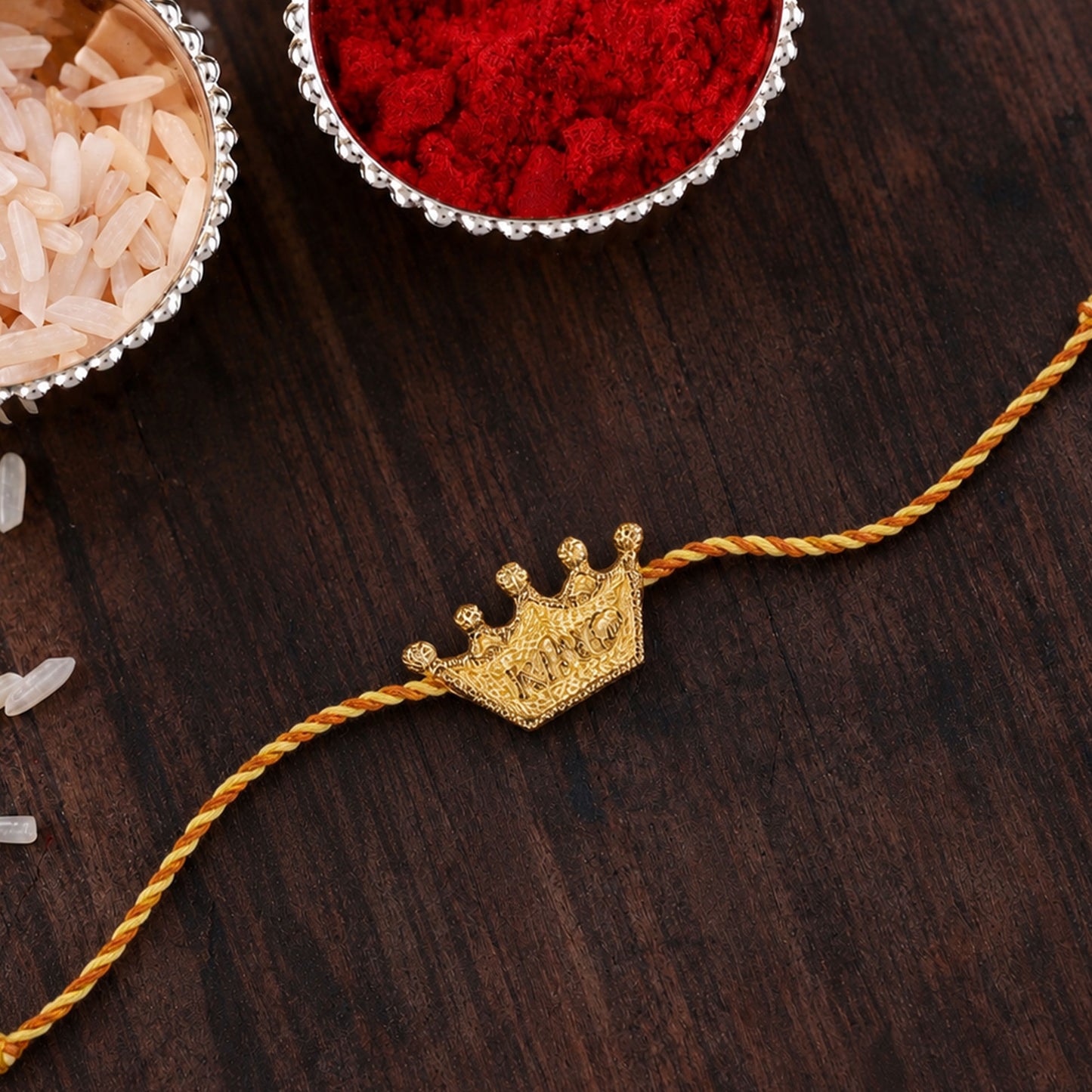 Designer Mere Bhai rakhi with decorative stone detailing