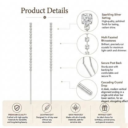 Minimalist Crystal Bar Drop Earrings for Women