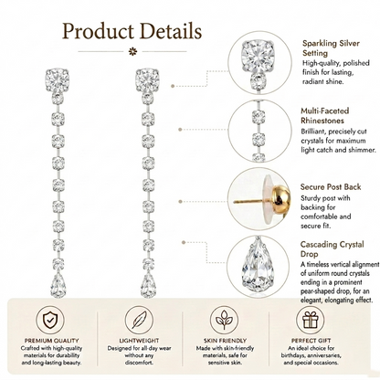 Crystal Teardrop Dangle Earrings for Women