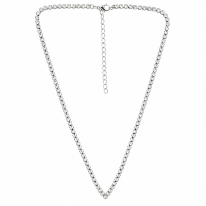 Silver Tone Tennis Necklace for Women