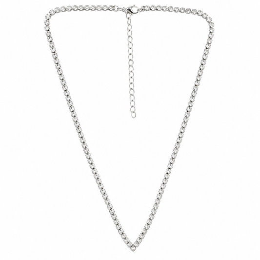 Silver Tone Tennis Necklace for Women