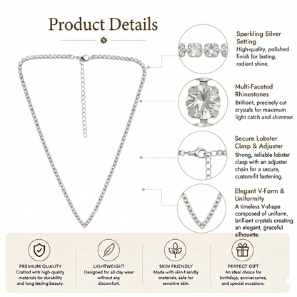 Silver Tone Tennis Necklace for Women