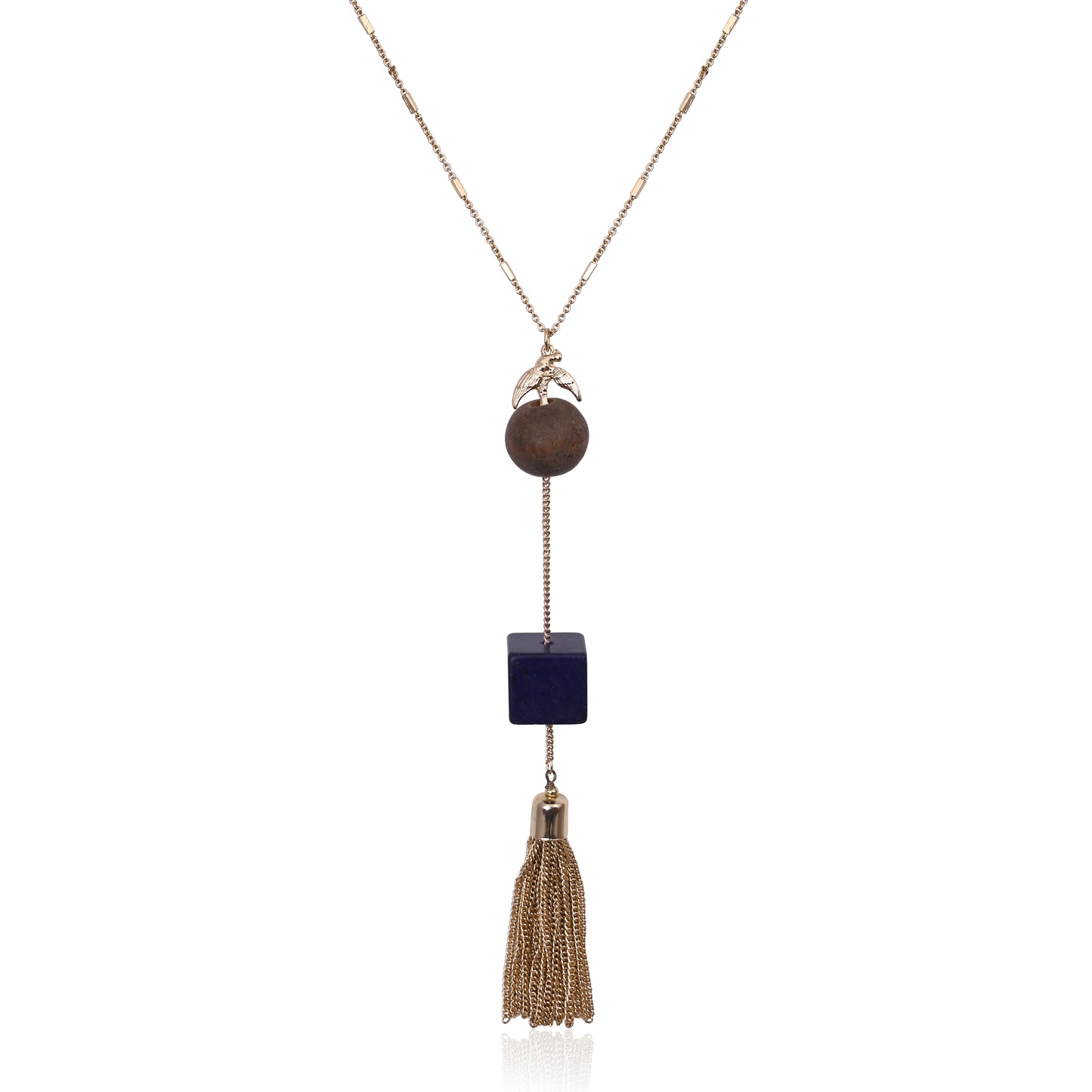 Stone & Tassel Long Necklace