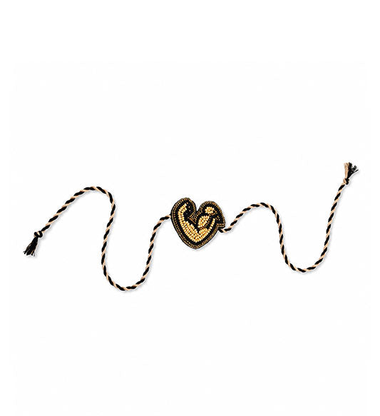 Designer love rakhi with black gold beadwork for brother