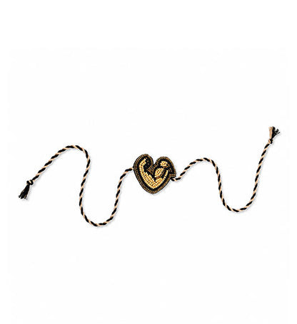 Designer love rakhi with black gold beadwork for brother
