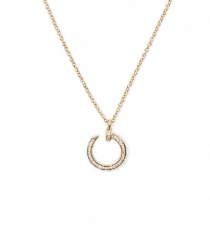 Gold Crystal Open Circle Pendant Necklace