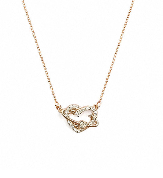 Rose Gold Crystal Heart Pendant Necklace