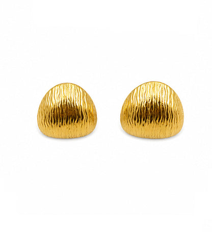 Gold Textured Dome Stud Earrings