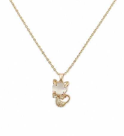 Rose Gold Cat Pendant Necklace