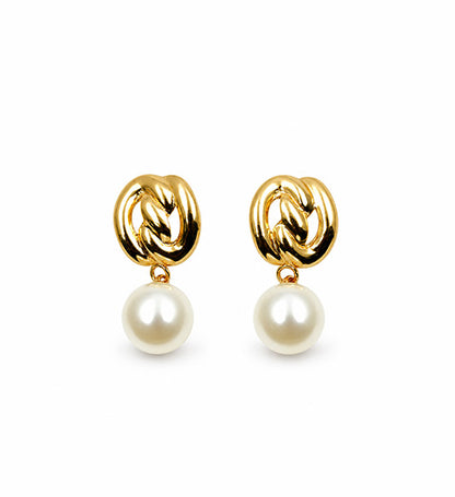 Gold Pearl Drop Earrings