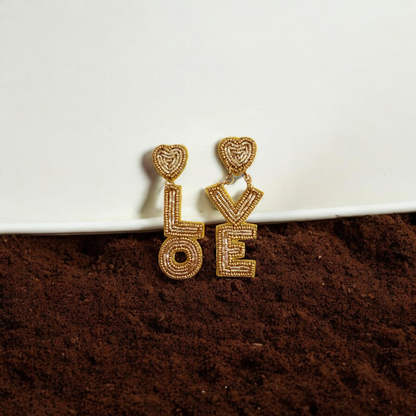 Golden Glow Beaded LOVE Drops