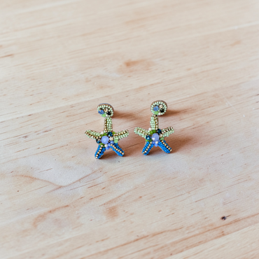 Azure Starfish Hand-Beaded Drop