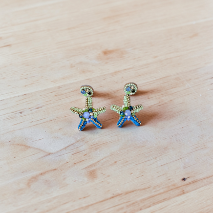 Azure Starfish Hand-Beaded Drop